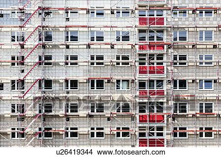 Scaffolding on a block of flats View Large Photo Image Picture - Scaffolding on a block of flats. Fotosearch