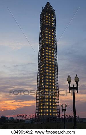 Washington Memorial with Scaffolding at sunset, Washington D. C. View Large Photo Image Stock Image - Washington Memorial with Scaffolding at sunset, Washington D. C.. Fotosearch