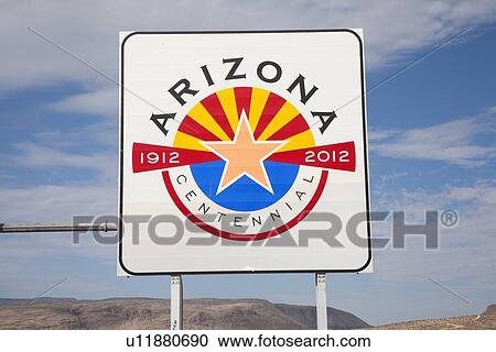Stock Image - Welcome to Arizona road sign. Fotosearch