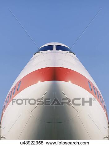 Stock Photo - Close up detail of the nose of commercial aeroplane. Fotosearch