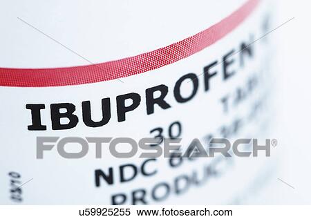 Stock Photography - Close up of ibruprofen bottle label. Fotosearch