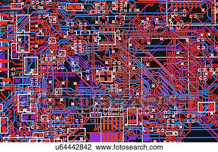 Stock Image - Computer screen with electronic circuitry diagram for automotive use. Fotosearch
