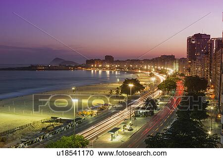 Highway and Copacabana beach at night, Rio De Janeiro, Brazil View Large Photo Image Stock Image - Highway and Copacabana beach at night, Rio De Janeiro, Brazil. Fotosearch