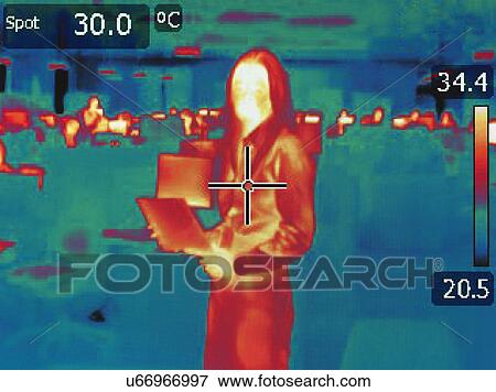 Stock Photo - Infrared heat image of office worker. Fotosearch