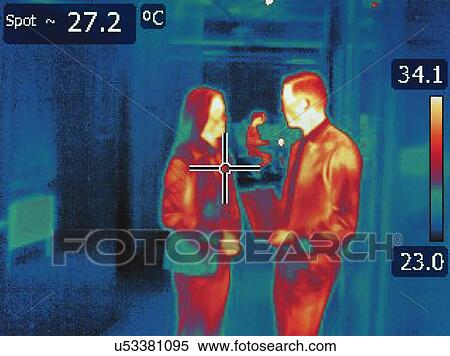 Infrared heat image of office workers in discussion View Large Photo Image Stock Photography - Infrared heat image of office workers in discussion. Fotosearch