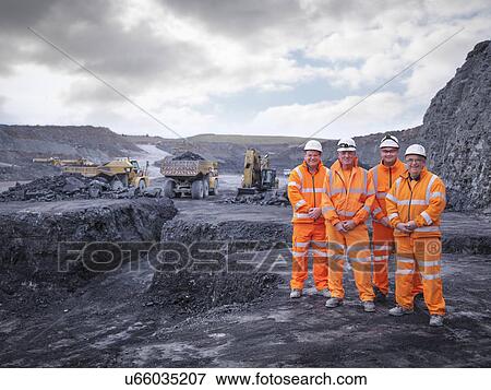 Portrait of digger drivers in surface coal mine View Large Photo Image Stock Photo - Portrait of digger drivers in surface coal mine. Fotosearch