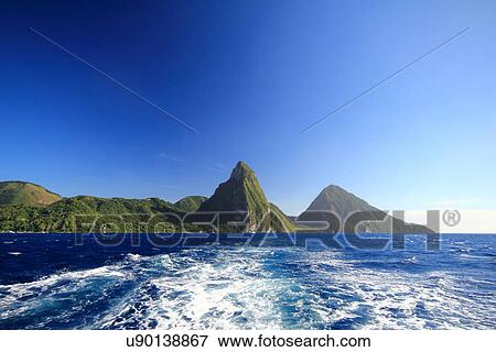 Sea and mountains, St Lucia, Caribbean View Large Photo Image Stock Photo - Sea and mountains, St Lucia, Caribbean. Fotosearch