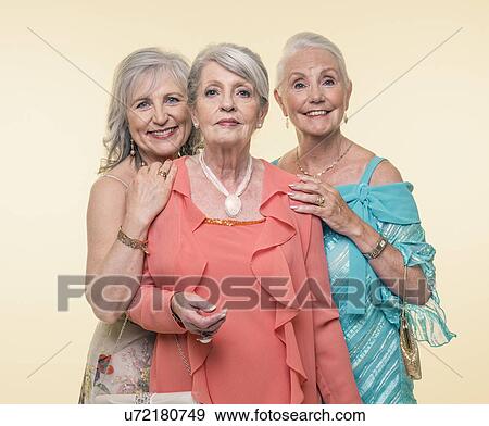 Studio portrait of three glamorous senior women View Large Photo Image Stock Photo - Studio portrait of three glamorous senior women. Fotosearch