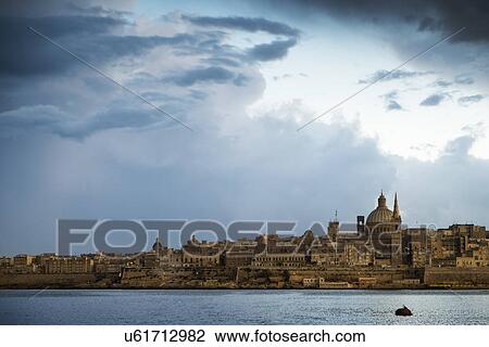 Stock Image - View of Valletta in early evening, Malta. Fotosearch