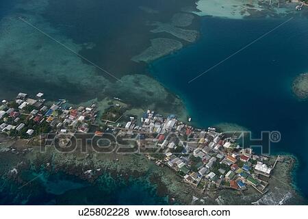 Aerial view of an island, Bay Islands, Honduras View Large Photo Image Stock Photo - Aerial view of an island, Bay Islands, Honduras. Fotosearch