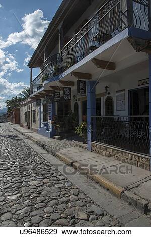 Buildings along a street, Copan, Copan Ruinas, Honduras View Large Photo Image Stock Photo - Buildings along a street, Copan, Copan Ruinas, Honduras. Fotosearch