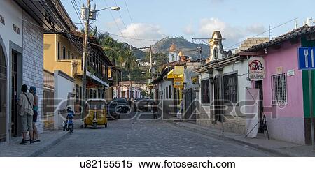 Buildings along a street, Copan, Copan Ruinas, Honduras View Large Photo Image Stock Photography - Buildings along a street, Copan, Copan Ruinas, Honduras. Fotosearch