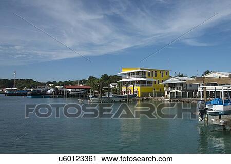 Buildings at the waterfront, Utila, Bay Islands, Honduras View Large Photo Image Stock Image - Buildings at the waterfront, Utila, Bay Islands, Honduras. Fotosearch