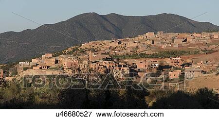 Stock Photo - Buildings in town, Atlas Mountains, Morocco. Fotosearch