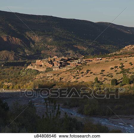 Buildings in town, Atlas Mountains, Morocco View Large Photo Image Stock Photograph - Buildings in town, Atlas Mountains, Morocco. Fotosearch