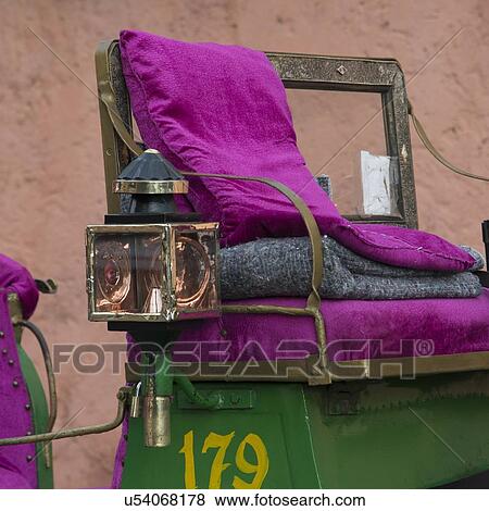 Stock Photo - Close-up of a horse-drawn carriage, Marrakesh, Morocco. Fotosearch