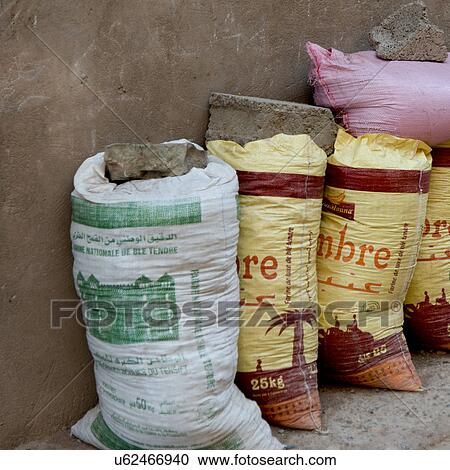 Close-up of sacks, Tabounte, Ouarzazate Province, Souss-Massa-Draa, Morocco View Large Photo Image Stock Image - Close-up of sacks, Tabounte, Ouarzazate Province, Souss-Massa-Draa, Morocco. Fotosearch