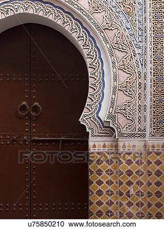 Stock Image - Closed door, Riad Dixneuf La Ksour, Marrakesh, Morocco. Fotosearch