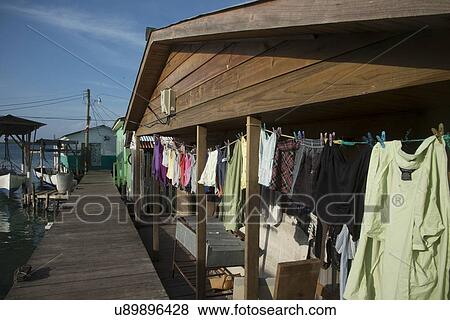 Clothes drying in a stilt house, Cayman Cay, Utila Island, Bay Islands, Honduras View Large Photo Image Stock Photo - Clothes drying in a stilt house, Cayman Cay, Utila Island, Bay Islands, Honduras. Fotosearch