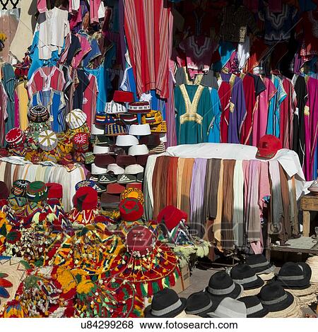 Stock Photo - Clothing shop display in Medina, Marrakesh, Morocco. Fotosearch