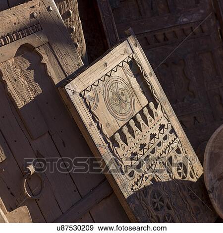 Stock Photo - Decorative detail of antique wooden doors, Ouarzazate, Morocco. Fotosearch