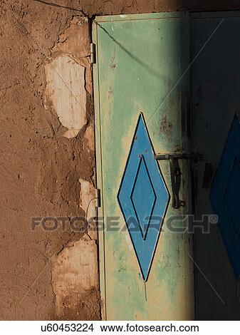 Doorway detail of an old traditional house, Ouarzazate, Morocco View Large Photo Image Picture - Doorway detail of an old traditional house, Ouarzazate, Morocco. Fotosearch