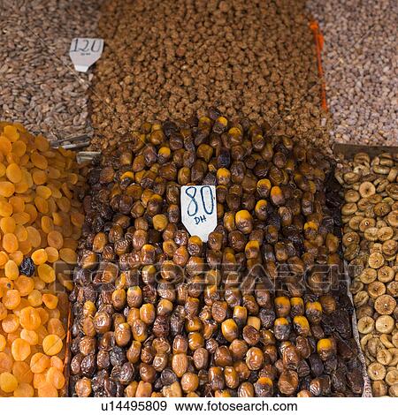 Dried fruits and nuts in a store, Marrakesh, Morocco View Large Photo Image Stock Photo - Dried fruits and nuts in a store, Marrakesh, Morocco. Fotosearch
