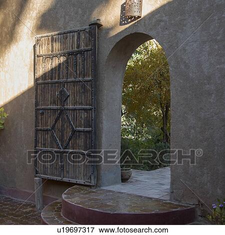 Stock Photo - Entrance of Dar Qamar guest house, Agdz, Morocco. Fotosearch