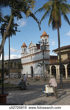 Stock Photo - Facade of a church, Barrio El Centro, Copan, Copan Ruinas, Honduras. Fotosearch