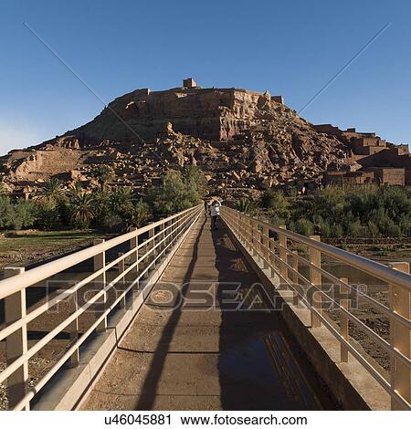 Stock Image - Footbridge at Ait Benhaddou, Ouarzazate, Morocco. Fotosearch