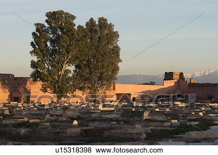 Stock Photo - Graves at Jewish Cemetery, Miaara, Mellah, Medina, Marrakesh, Morocco. Fotosearch