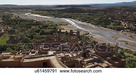 Stock Image - High angle view of Ait Benhaddou, Ouarzazate, Morocco. Fotosearch