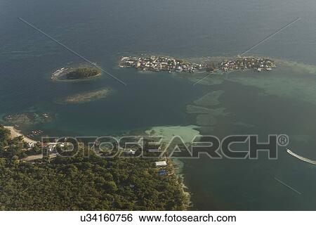High angle view of an island, Bay Islands, Honduras View Large Photo Image Stock Photograph - High angle view of an island, Bay Islands, Honduras. Fotosearch