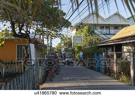 Houses along the street, Utila, Bay Islands, Honduras View Large Photo Image Stock Image - Houses along the street, Utila, Bay Islands, Honduras. Fotosearch