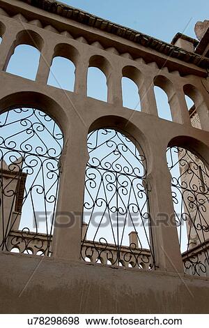 Stock Photo - Low angle view of a hotel, Kasbah Ellouze, Ouarzazate, Morocco. Fotosearch