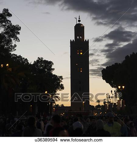 Minaret of a tower, Koutoubia Mosque, Marrakesh, Morocco View Large Photo Image Picture - Minaret of a tower, Koutoubia Mosque, Marrakesh, Morocco. Fotosearch