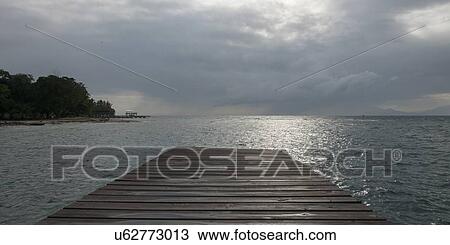 Stock Image - Pier on the beach, Utila, Bay Islands, Honduras. Fotosearch