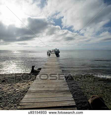 Stock Image - Pier on the beach, Utila, Bay Islands, Honduras. Fotosearch