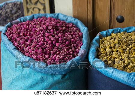 Sacks of food at market, Medina, Marrakesh, Morocco View Large Photo Image Stock Photo - Sacks of food at market, Medina, Marrakesh, Morocco. Fotosearch