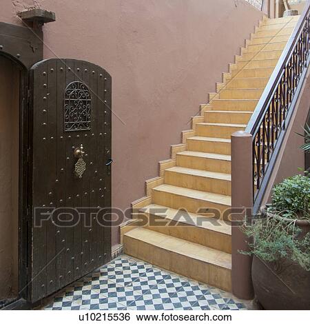Stairway of a hotel, Kasbah Ellouze, Ouarzazate, Morocco View Large Photo Image Stock Photograph - Stairway of a hotel, Kasbah Ellouze, Ouarzazate, Morocco. Fotosearch