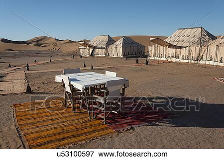 Stock Photo - Tents at Erg Chigaga Luxury Desert Camp in Sahara Desert, Souss-Massa-Draa, Morocco. Fotosearch