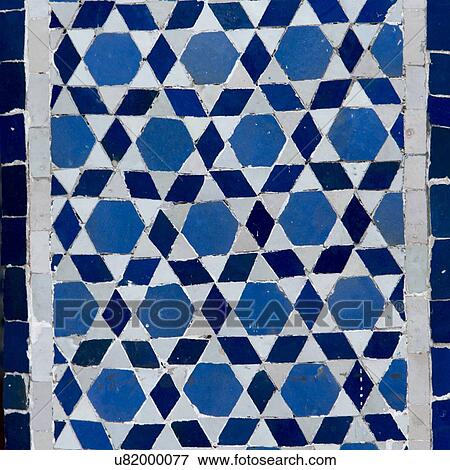 Stock Photo - Tiles decorating at Lezama Synagogue, Mellah, Medina, Marrakesh, Morocco. Fotosearch