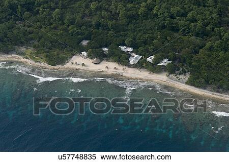 Stock Photography - Tourist resort at the coast, Bay Islands, Honduras. Fotosearch