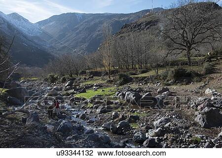 Tourists at stream in a valley, Imlil, Atlas Mountains, Morocco View Large Photo Image Stock Image - Tourists at stream in a valley, Imlil, Atlas Mountains, Morocco. Fotosearch