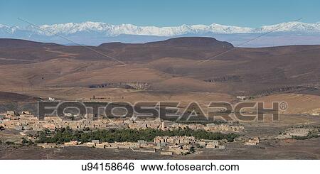 Town in a valley, Atlas Mountains, Morocco View Large Photo Image Stock Photograph - Town in a valley, Atlas Mountains, Morocco. Fotosearch
