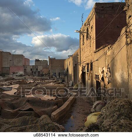 Picture - Traditional tannery in medina of Marrakesh, Morocco. Fotosearch