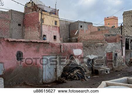 Stock Photo - Traditional tannery in medina of Marrakesh, Morocco. Fotosearch