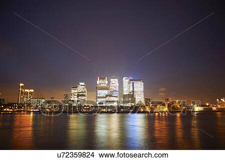 Canary Wharf at night, London, England, UK View Large Photo Image Picture - Canary Wharf at night, London, England, UK. Fotosearch