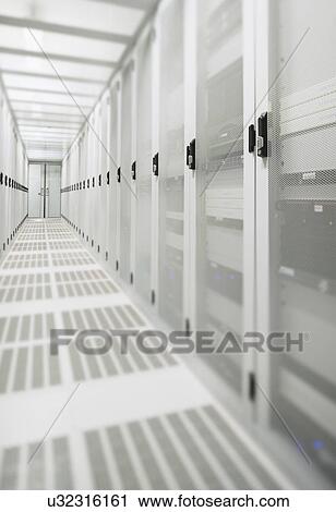 Stock Image - Data storage corridor in data warehouse. Fotosearch