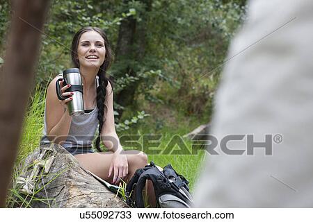 Female hiker taking break View Large Photo Image Stock Image - Female hiker taking break. Fotosearch